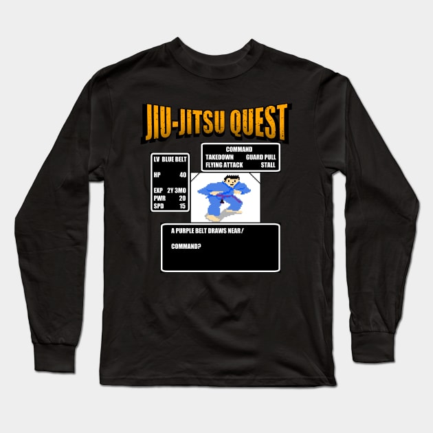 Jiu Jitsu Quest BJJ MMA Retro gaming shirt Long Sleeve T-Shirt by eokakoart